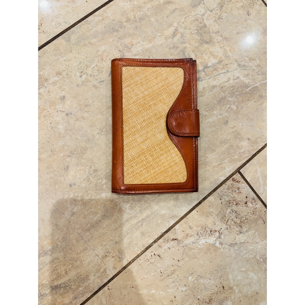 Vintage St. Thomas Brown Leather Organizer Wallet Checkbook Clutch 70s 80s